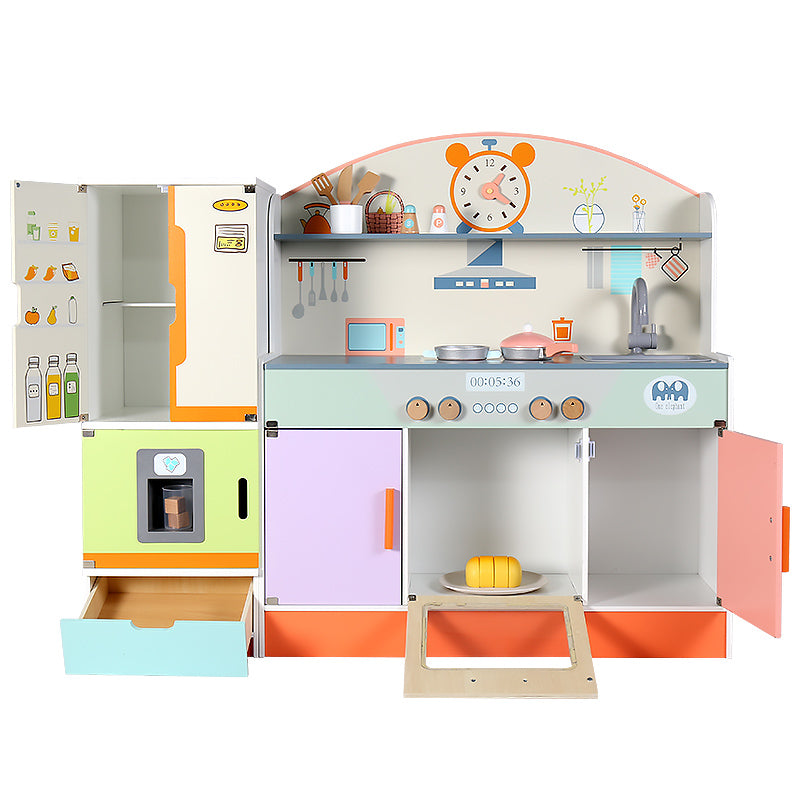 Multi Color Kitchen with Refrigerator