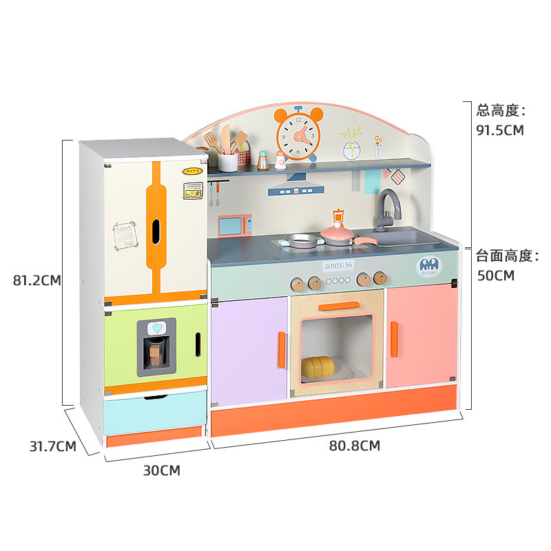 Multi Color Kitchen with Refrigerator