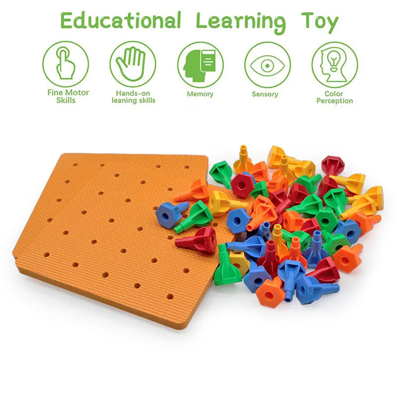 200 Pcs Children’s Nail Building Blocks & Peg Board