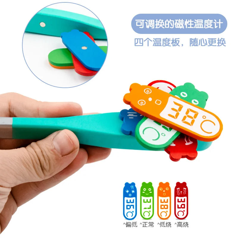 Medical check up Diaganostic kit Doctor Toys Kids Wooden Pretend Play Kit Games for Girls Boys