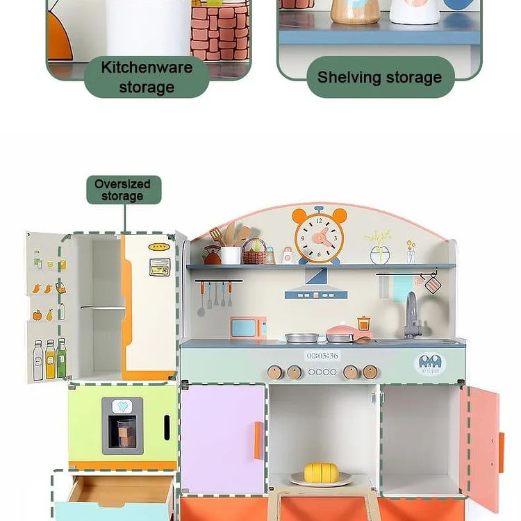 Multi Color Kitchen with Refrigerator