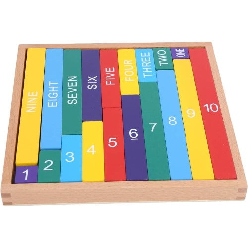 Wooden Colored Numbers Rods Montessori Teaching Aid
