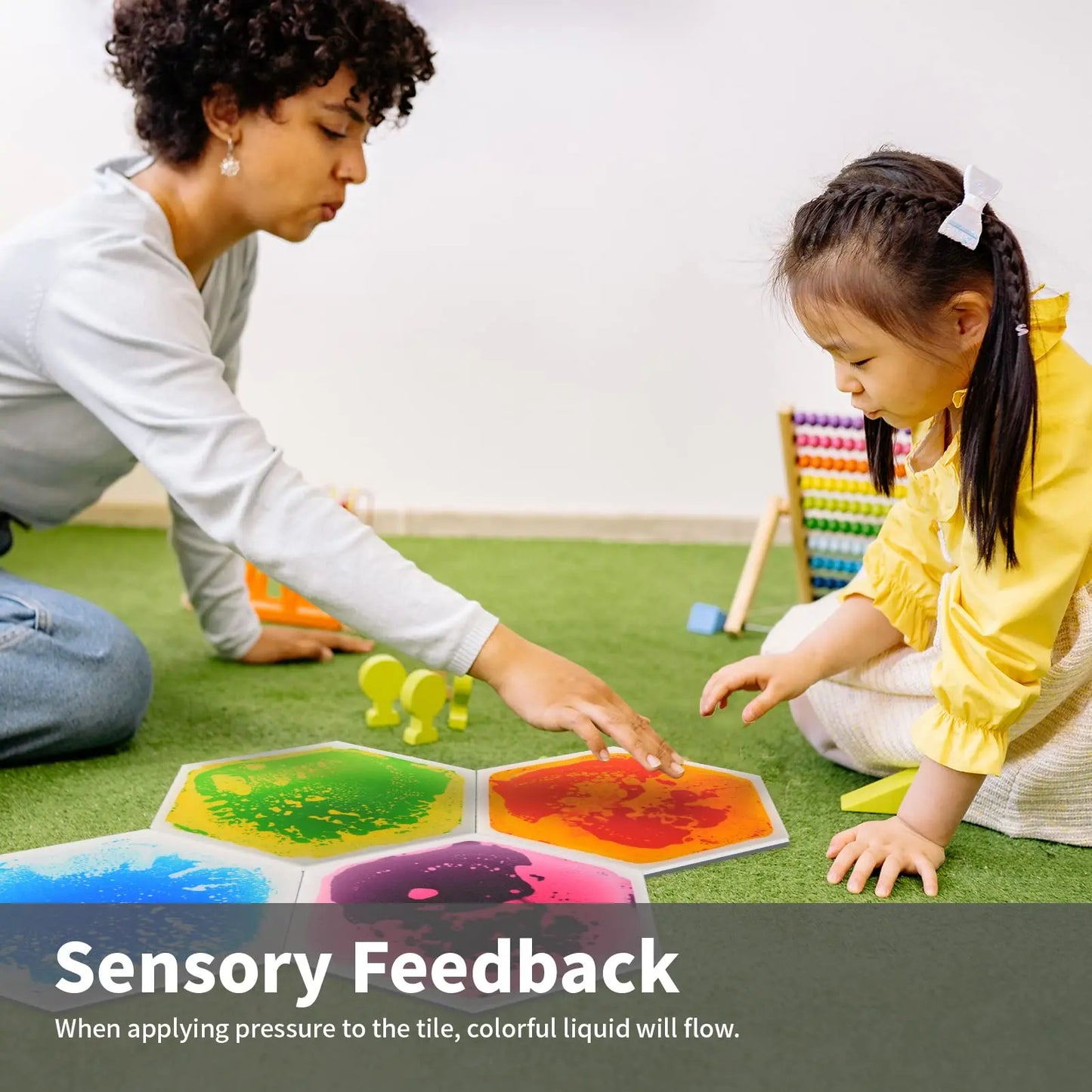 Pressure Sensitive Color Changing Liquid Floor (4Pcs) Hexagonal Shaped