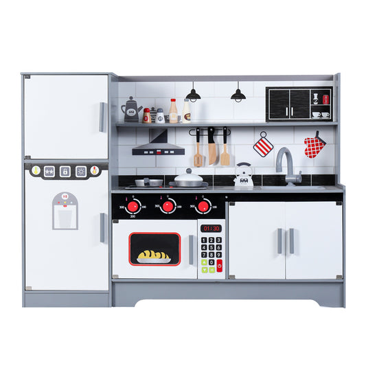Giant Black & White Wooden Kitchen Play Set for Kids