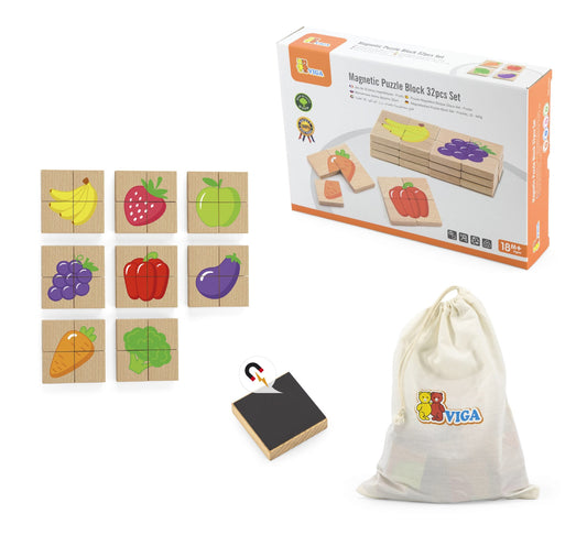 Magnetic Puzzle Block - 32 pcs Set Fruits