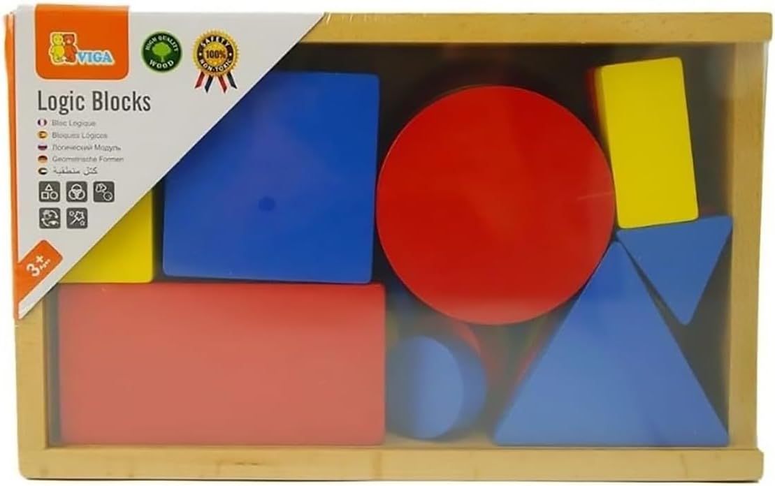 48 Pcs Wooden Logic Blocks in box