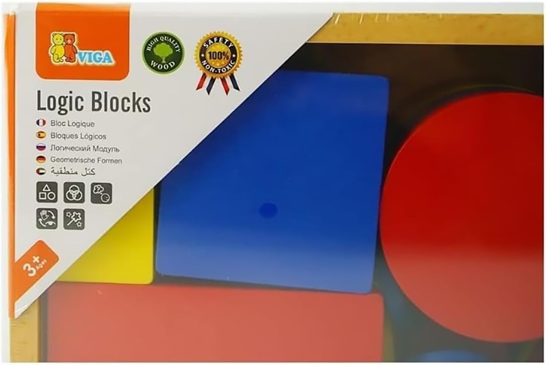 48 Pcs Wooden Logic Blocks in box