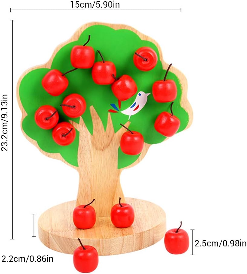 Wooden Apple Magnetic Tree