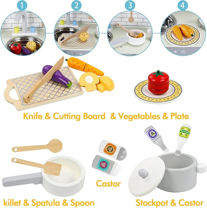Wooden Kitchen Play Set