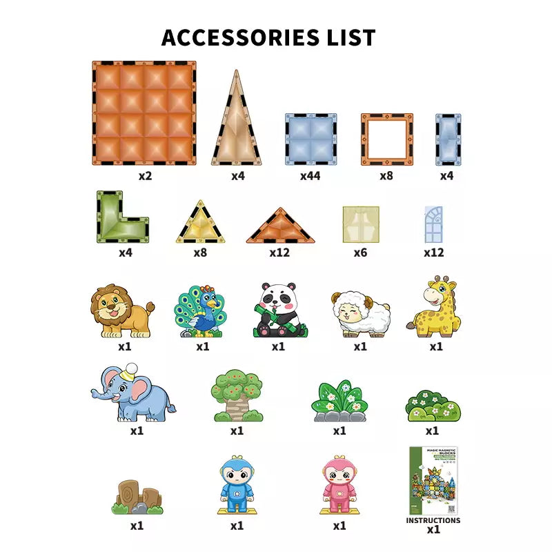 Magnetic Building Blocks 124 Pcs