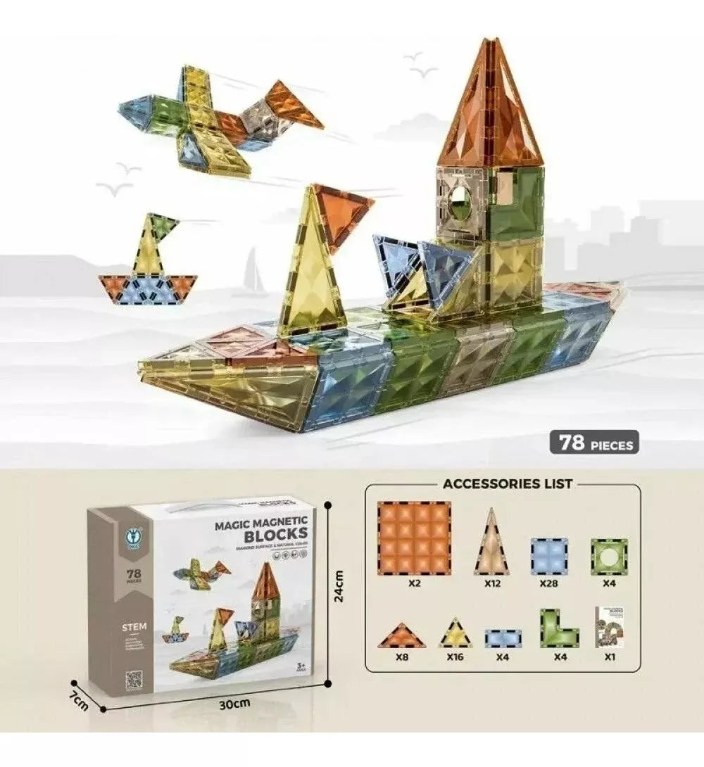3D Magnetic Tiles 78 Pcs