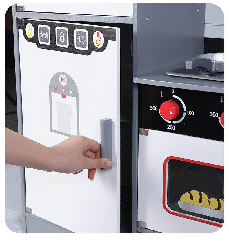 Giant Black & White Wooden Kitchen Play Set for Kids