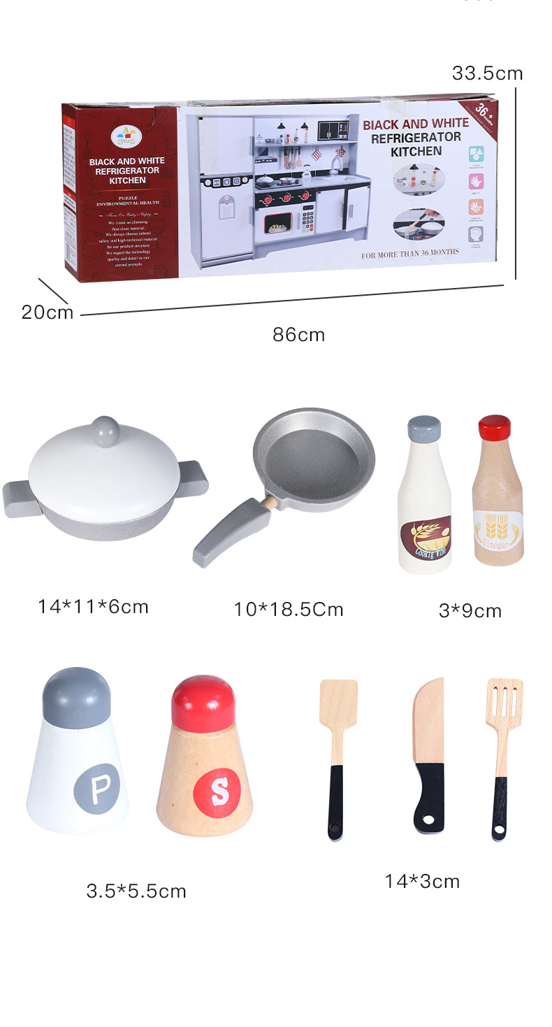 Giant Black & White Wooden Kitchen Play Set for Kids