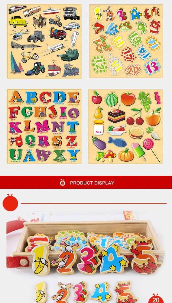 Magnetic Marine animals, Food items, Vehicles traffic puzzles