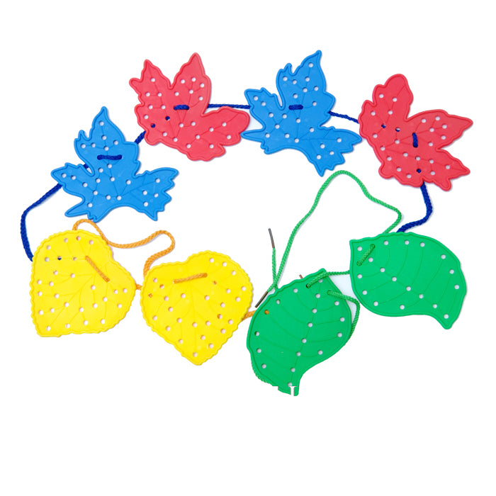 Colorful Leaves  Lacing Shapes 16 pcs along with lacings in Transparent Box