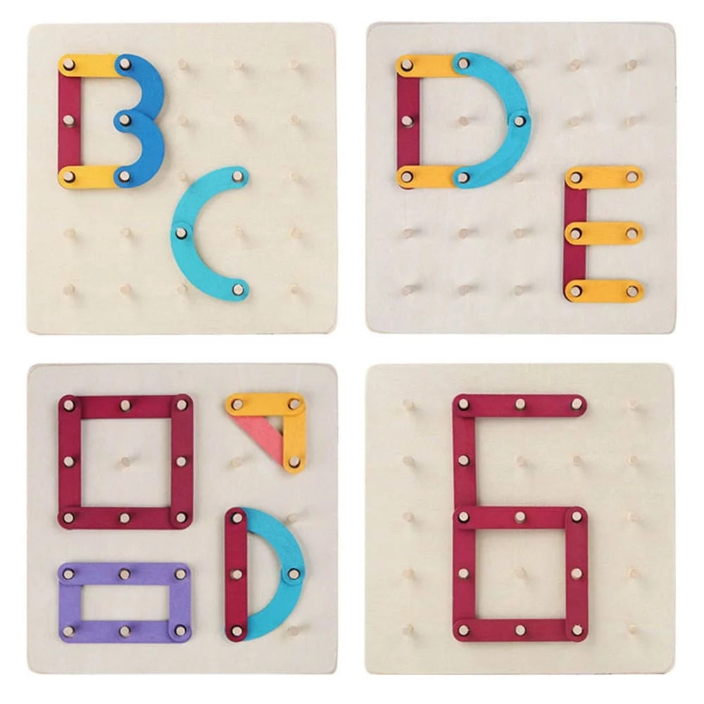 Montessori Nail Board jigsaw Wooden Block Puzzle