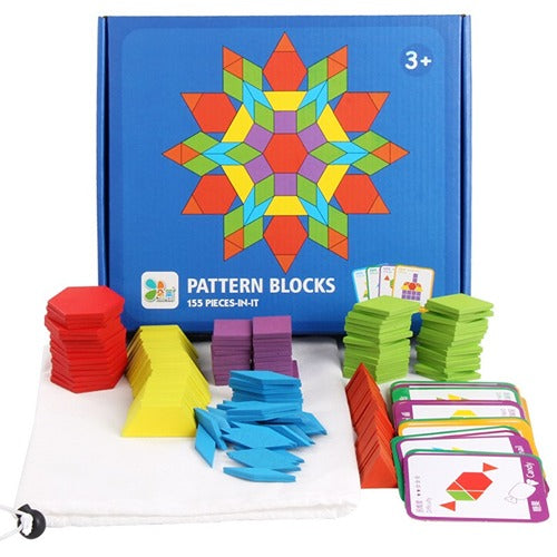 Wooden Pattern Blocks 155 pcs
