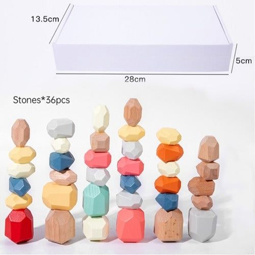 Wooden Balance Stone 36Pcs