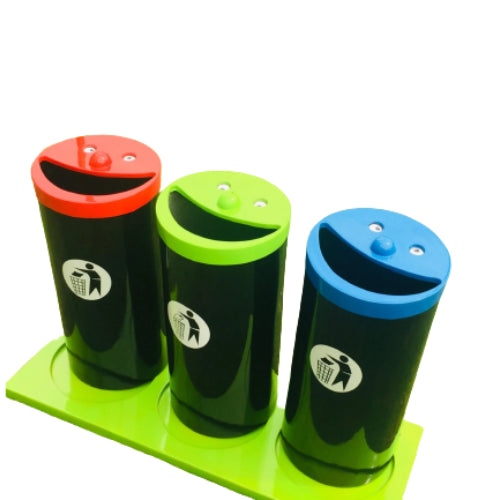 Novelty Smiley Face Recycling Bins(set of 3)with stand