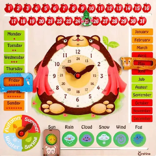 Wooden Calendar Weather Clock