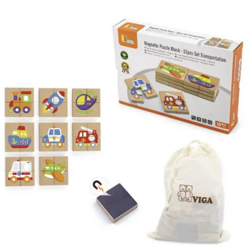 Magnetic Puzzle Block 32pcs Set Transportation