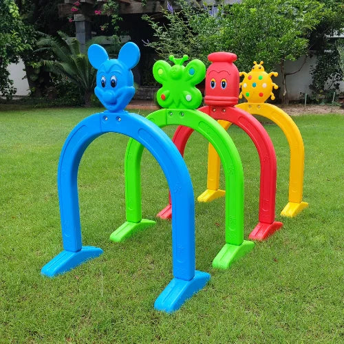 Kids Play Tunnel Hurdles