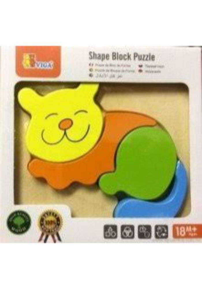 Wooden Shape Block Puzzle Cat
