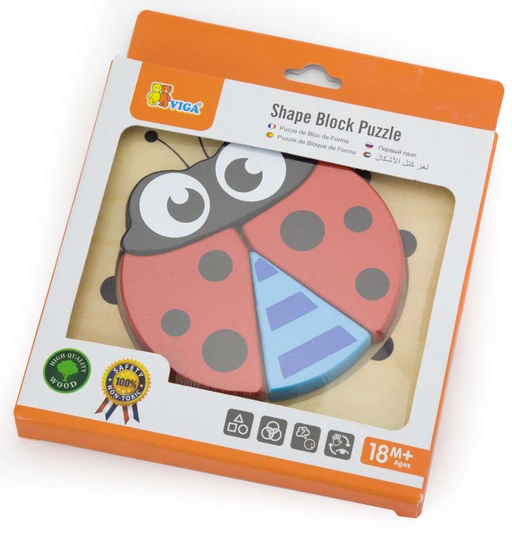 Wooden Shape Block Puzzle Ladybird