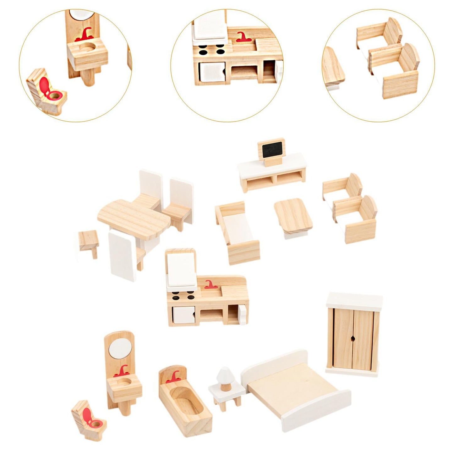 Wooden Dollhouse Furniture