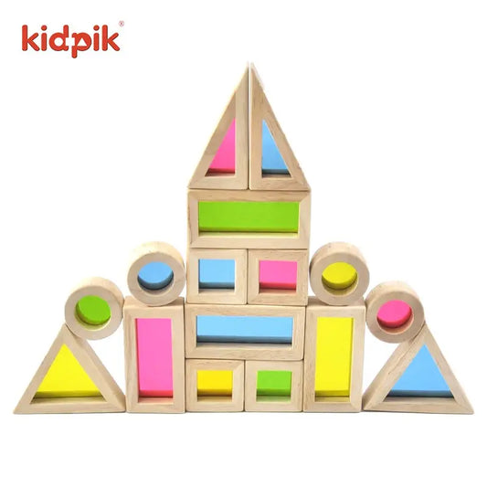 Rainbow Wooden Mirror Blocks 24 Pcs Kidpik