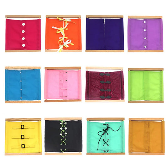 Montessori Buttons Dressing Frames 12 Pcs