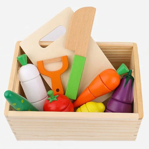 Wooden Vegetable Cutouts in Crate