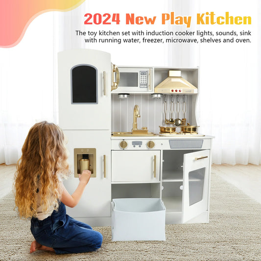 Kitchen Playset with Running Water Lights & Sound, Play Kitchen