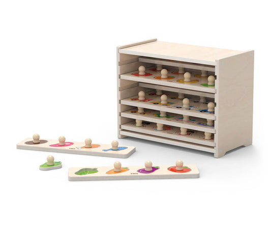 Flat Puzzle – 12pcs Set with w/Storage Shelf