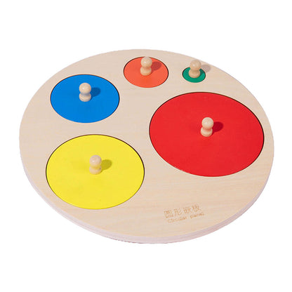 Montessori 5 colors round board Knob Puzzles