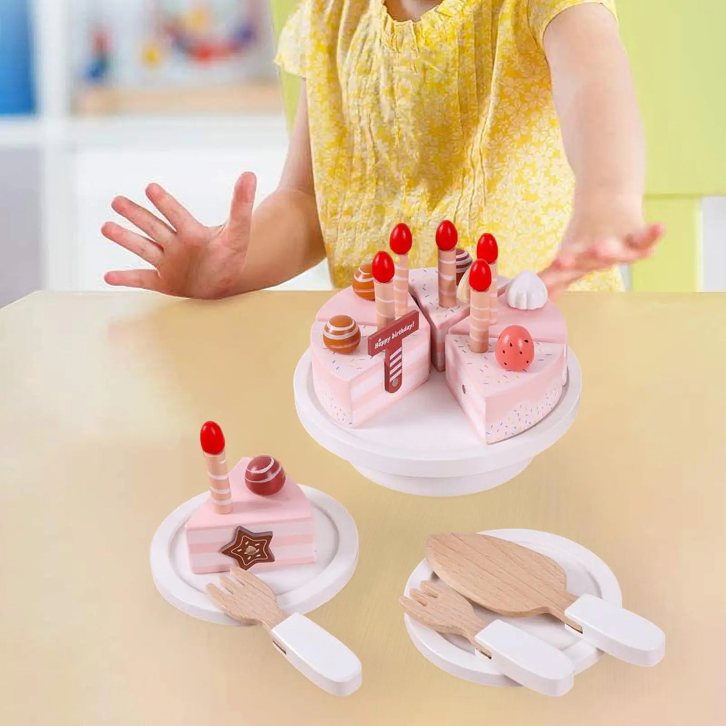 Wooden Happy Birthday Cake