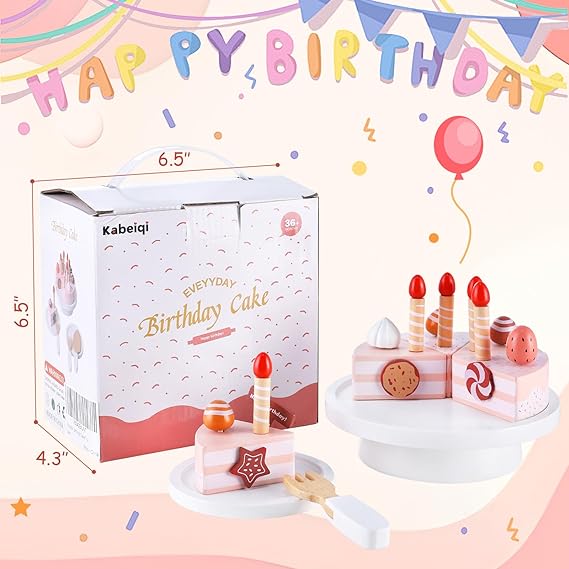 Wooden Happy Birthday Cake