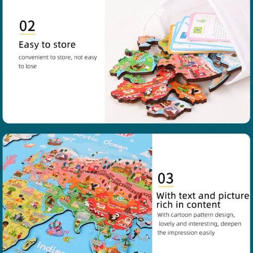 Magnetic Paradise World Map Jigsaw Puzzle for Kids