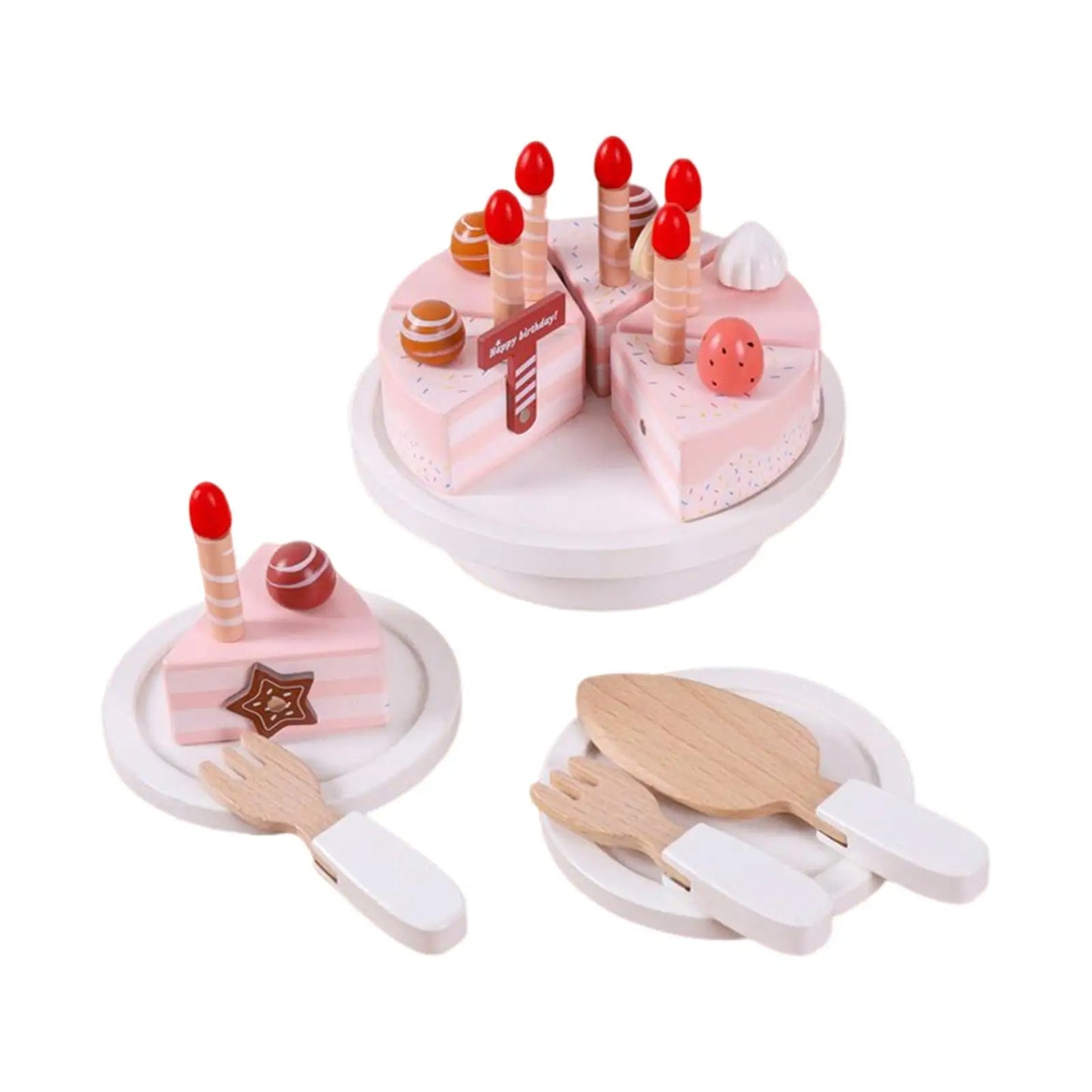 Wooden Happy Birthday Cake
