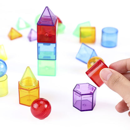 Transparent 3D Solid Geometry Shapes 60 Pcs