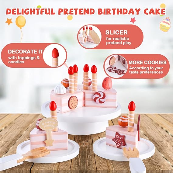 Wooden Happy Birthday Cake