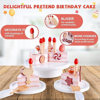 Wooden Happy Birthday Cake