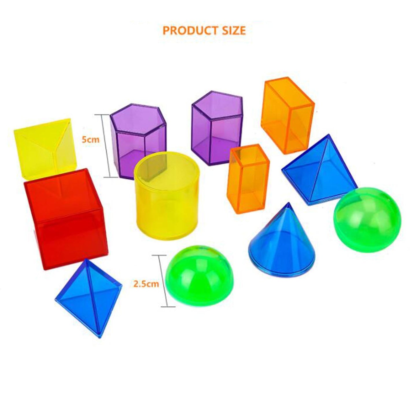 Transparent 3D Solid Geometry Shapes 60 Pcs