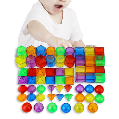 Transparent 3D Solid Geometry Shapes 60 Pcs