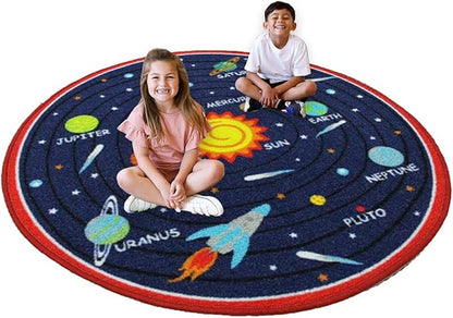 Blue Solar System Rug   200 x 200 cm