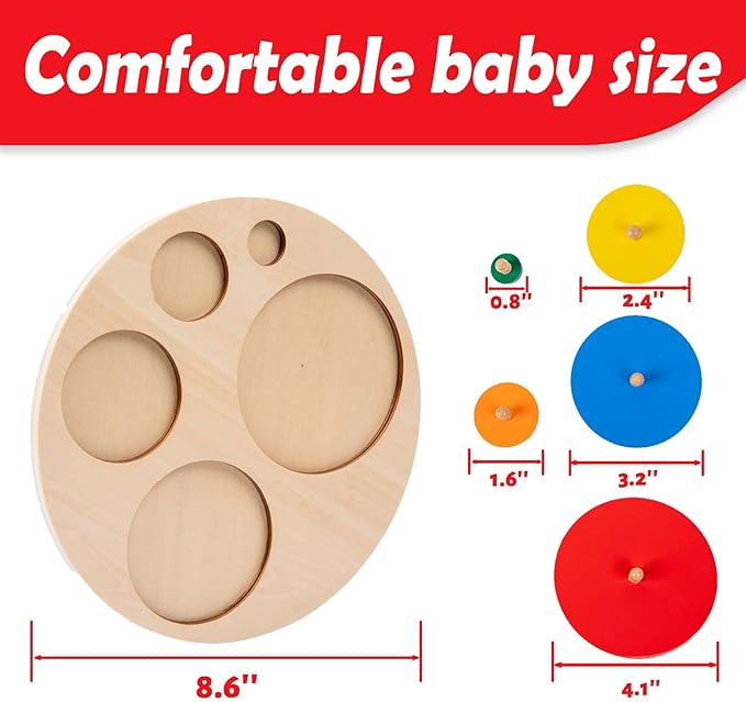 Montessori 5 colors round board Knob Puzzles