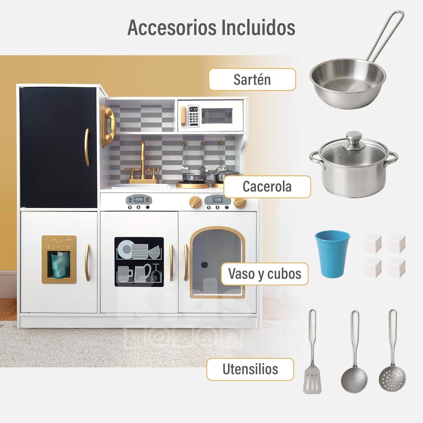 Kitchen Playset with Running Water Lights & Sound, Play Kitchen