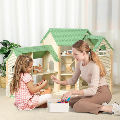 Honey Joy Doll House With 6 Rooms and 36 Accessories