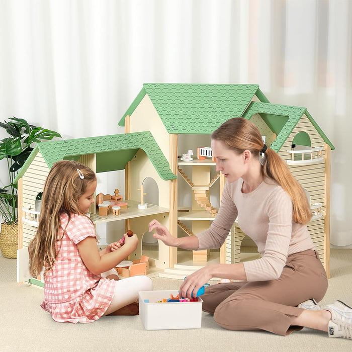 Honey Joy Doll House With 6 Rooms and 36 Accessories