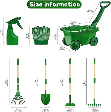 Kids Garden Tool Set with Wheel Barrow